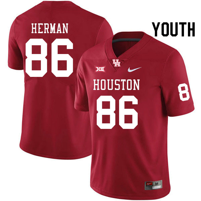 Youth #86 Darson Herman Houston Cougars Big 12 XII College Football Jerseys Stitched-Red